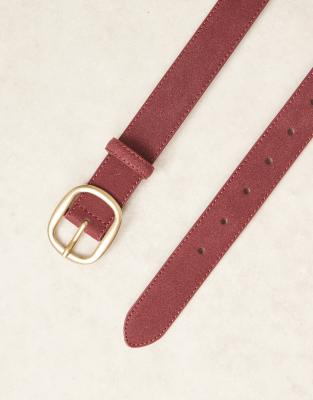 Asos Design Faux Suede Square Buckle Waist And Hip Jeans Belt In Red