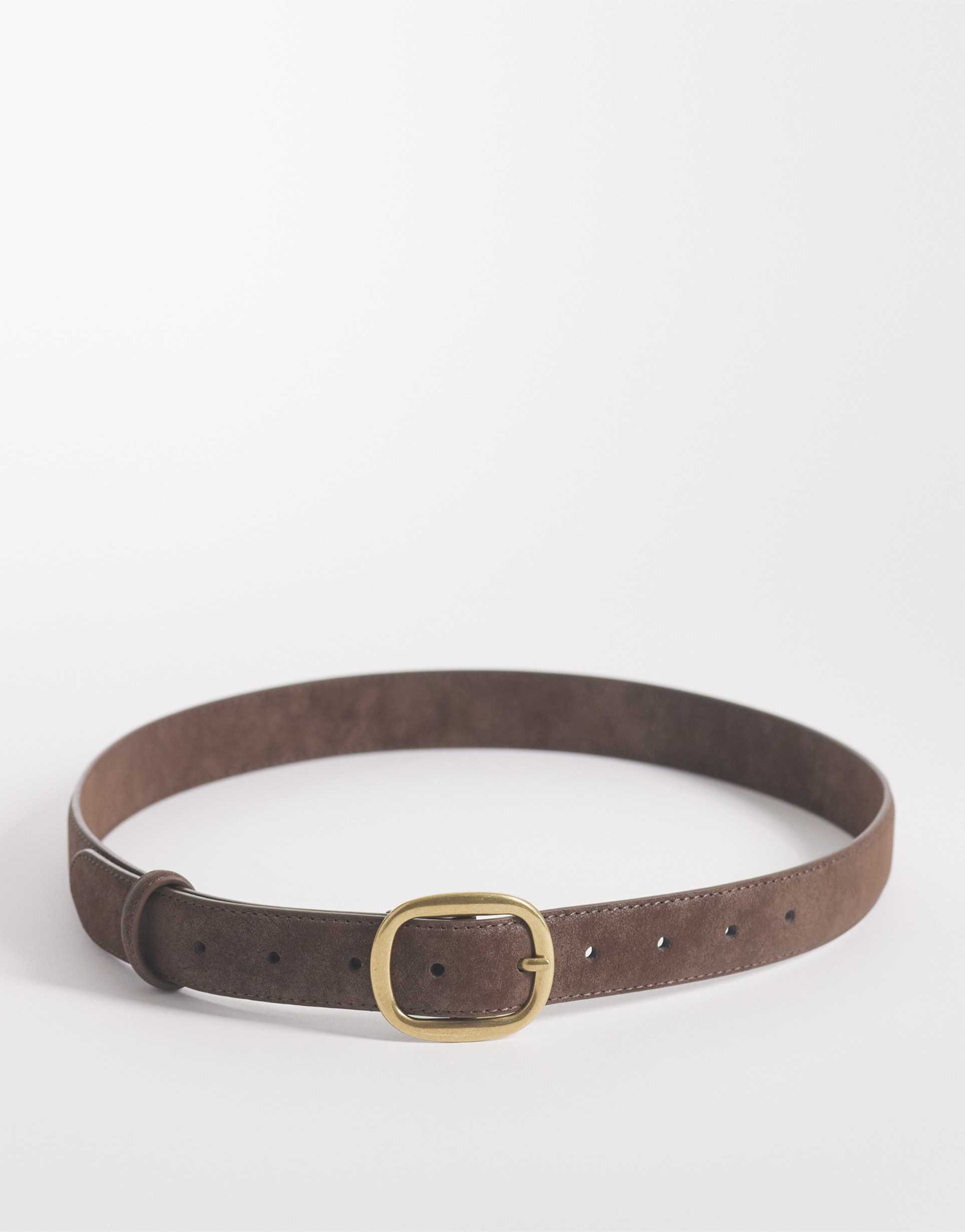 asos design faux suede square buckle waist and hip jeans belt in chocolate