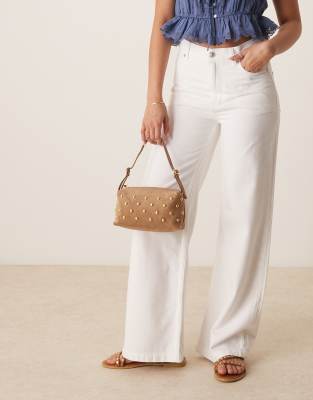 Asos Design Faux Suede Studded Boxy Shoulder Bag