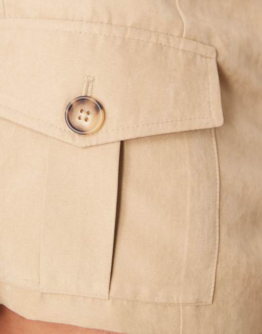 ASOS DESIGN faux suede tailored utility shorts in tan - part of a set  , 5 of 5