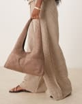 [ASOS DESIGN] ASOS DESIGN faux suede trapeze tote bag in mocha-Brown No Size Mocha
