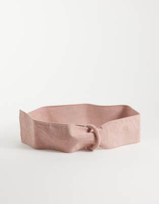 Asos Design Faux Suede Twist Cover Buckle Belt In Brown