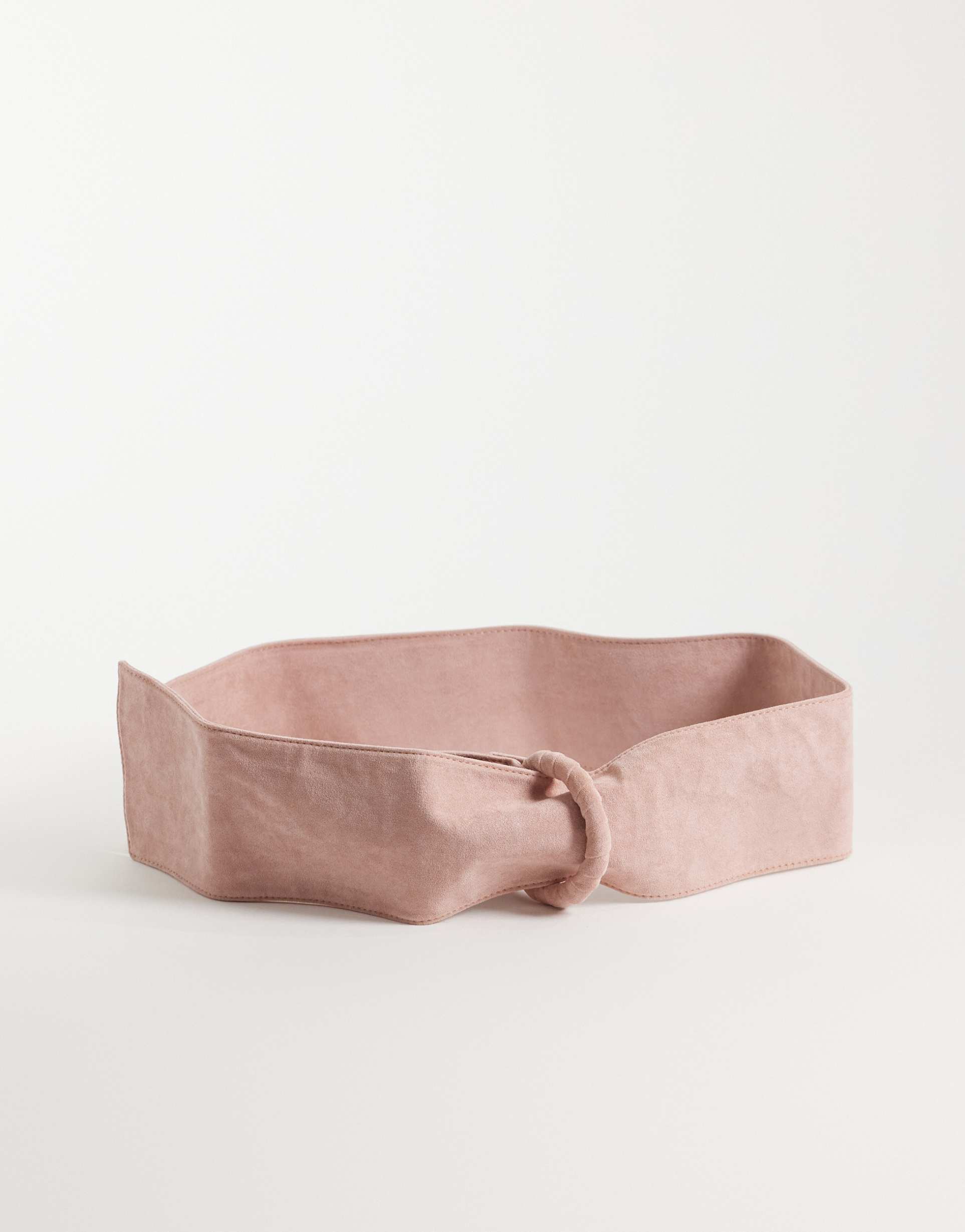 asos design faux suede twist cover buckle belt in dusky pink