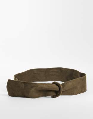 Asos Design Faux Suede Twist Covered Buckle In Brown