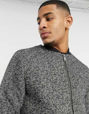 men's grey wool bomber jacket