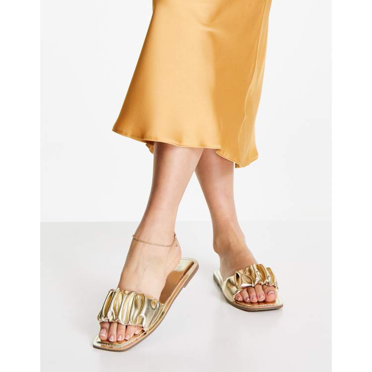 Gold flat mule sandals new arrivals