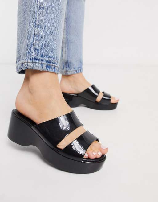 ASOS DESIGN Favorite chunky double strap 90s jelly sandals in black