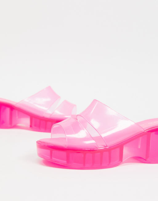 ASOS DESIGN Favorite chunky double strap 90s jelly sandals in pink