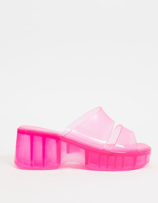 ASOS DESIGN Favorite chunky double strap 90s jelly sandals in pink