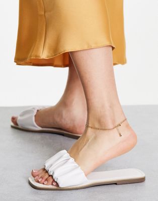 ASOS DESIGN Favour ruched flat mules in white - ASOS Price Checker