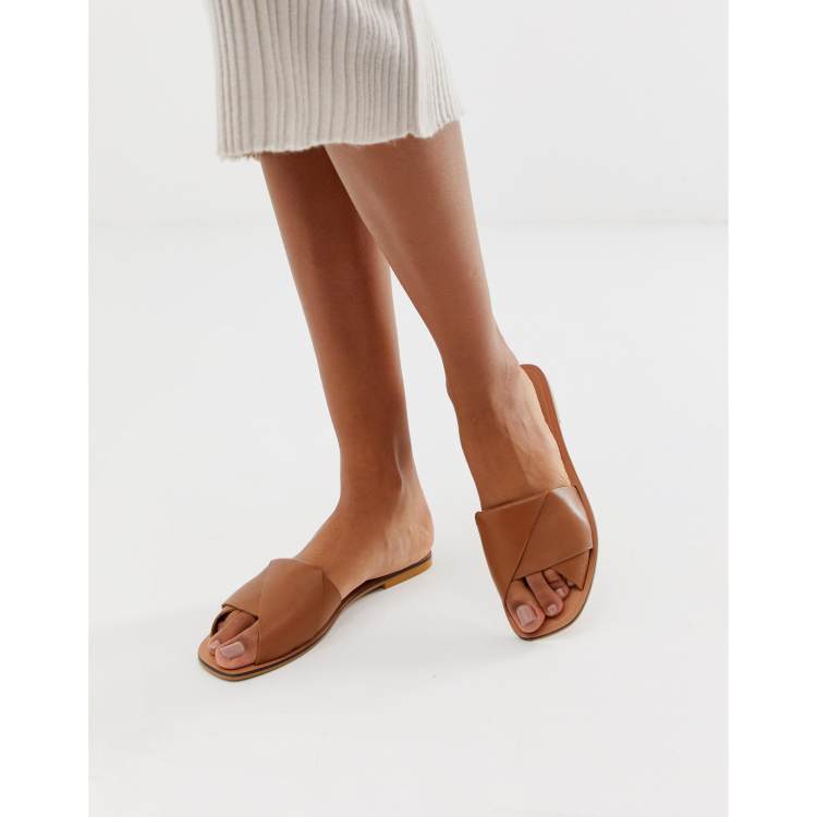 Asos design favoured leather flat sales sandals