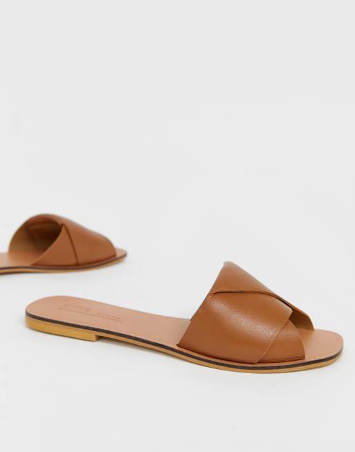 Asos design favoured leather flat sale sandals