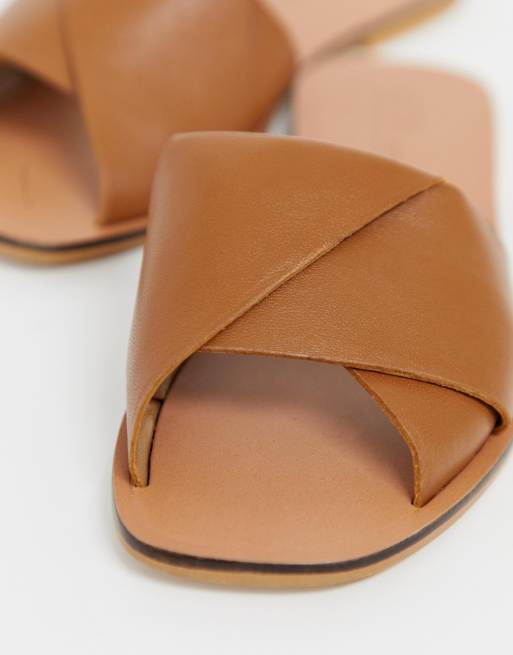 Asos design favoured leather flat sale sandals