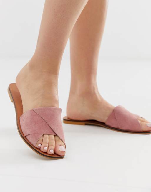 Asos design favoured leather flat sale sandals