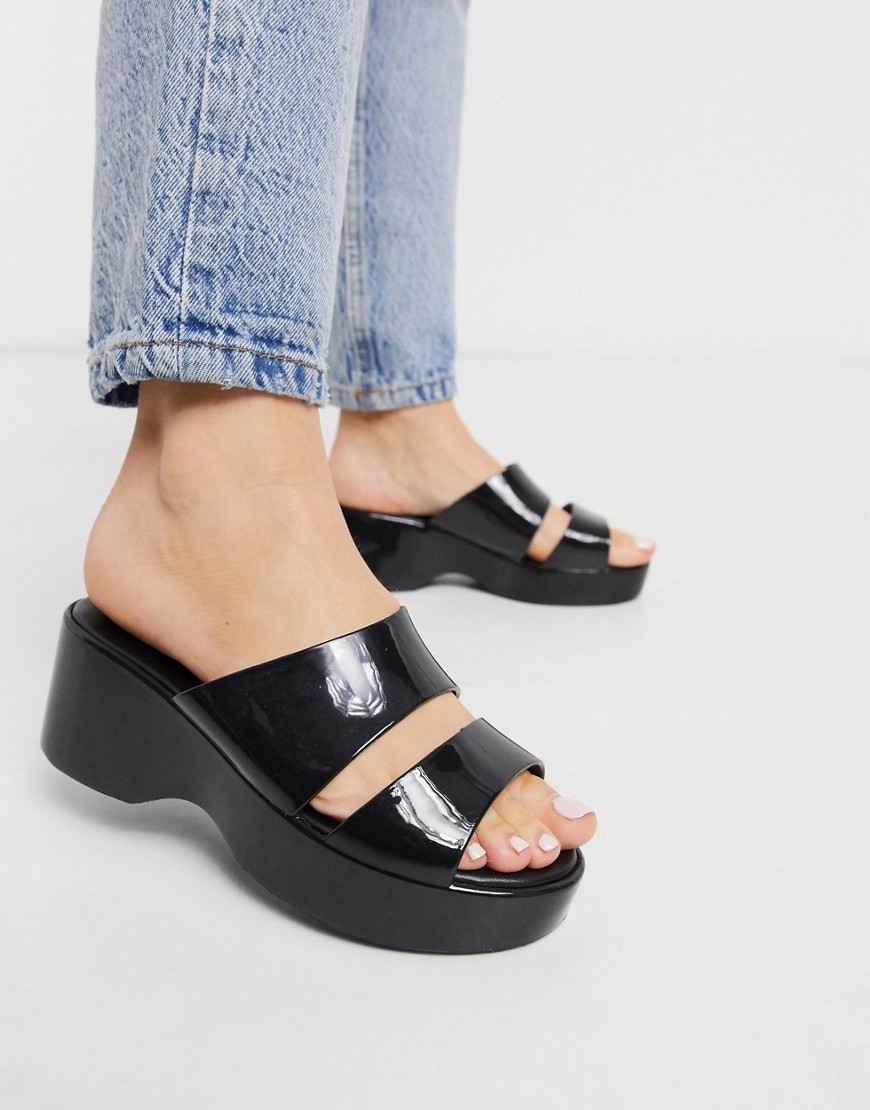 ASOS DESIGN Favourite chunky double strap 90s jelly sandals in black