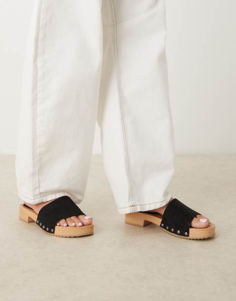 ASOS DESIGN – Favourite – Mules-Clogs aus Wildlederimitat in Schwarz - view 1