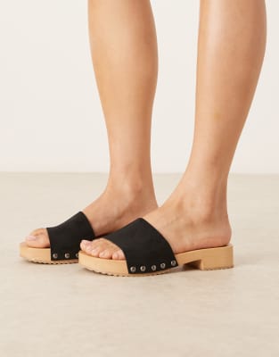 ASOS DESIGN Favourite suedette clog mules in black - view 1