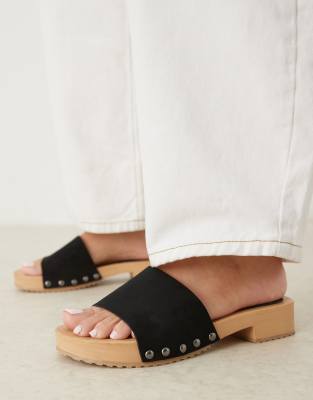 ASOS DESIGN – Favourite – Svarta loafers i mockaimitation med öppen häl - view 1