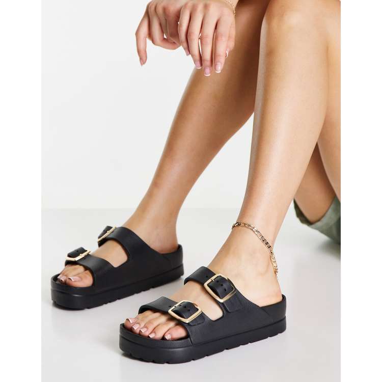 ASOS DESIGN Fawn flatform jelly flat sandals in black