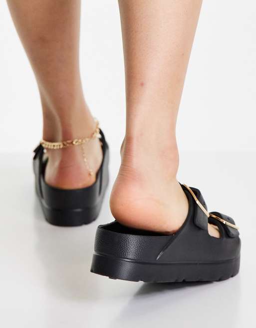 ASOS DESIGN Fawn flatform jelly flat sandals in black ASOS