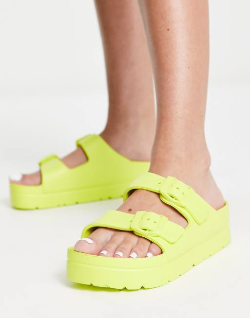 ASOS DESIGN Fawn flatform jelly flat sandals in lime ASOS