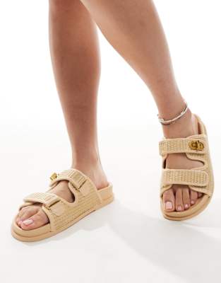 Fawn footbed slides with twist lock in natural-Neutral