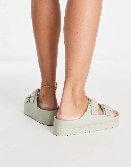ASOS DESIGN - Fawn - Salviegrønne jelly-mules med flatform-sål, 2 af 4