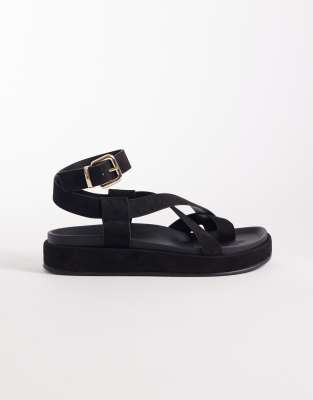  Faye cross strap footbed sandal  suedette