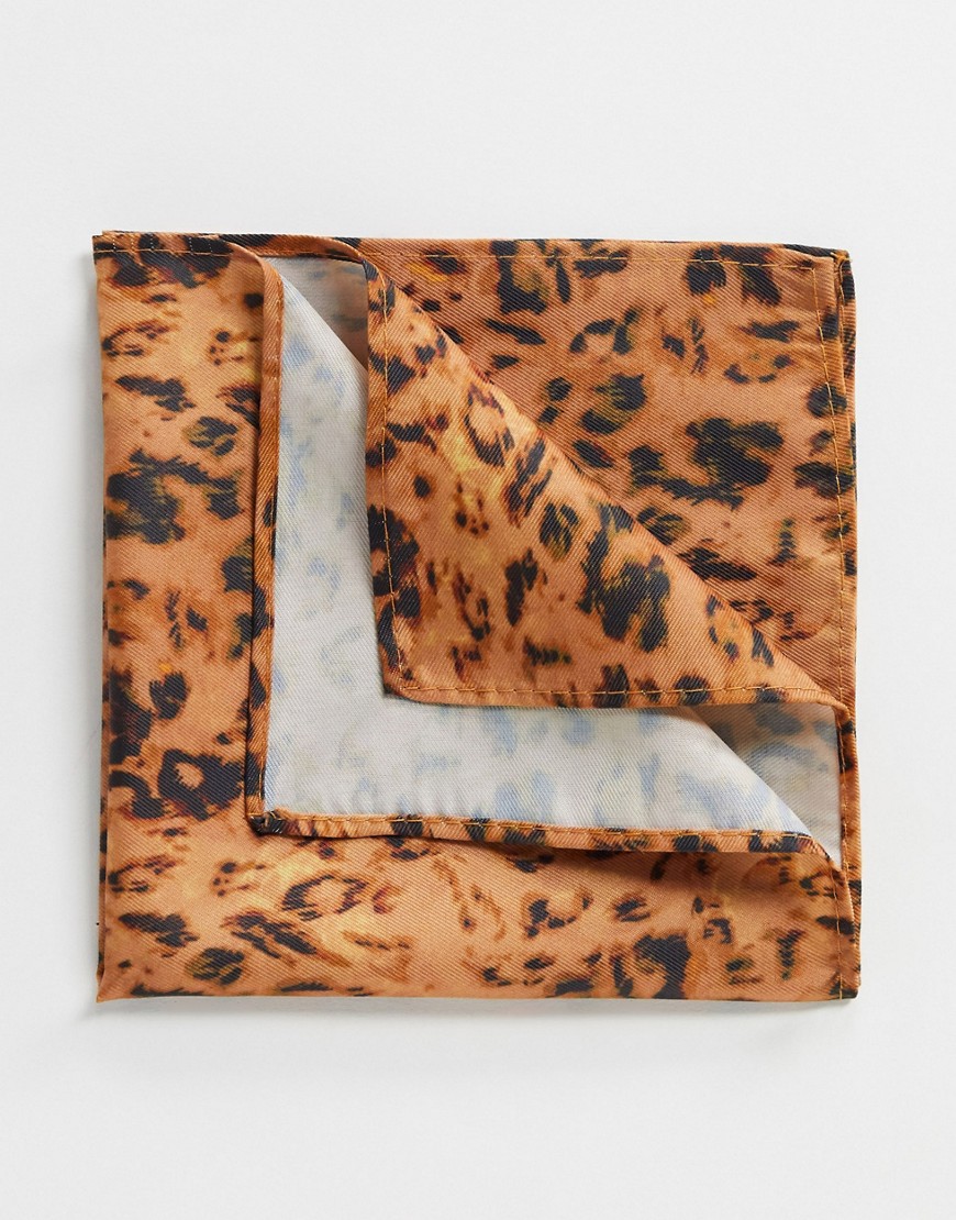 ASOS DESIGN - Fazzoletto da taschino marrone leopardato
