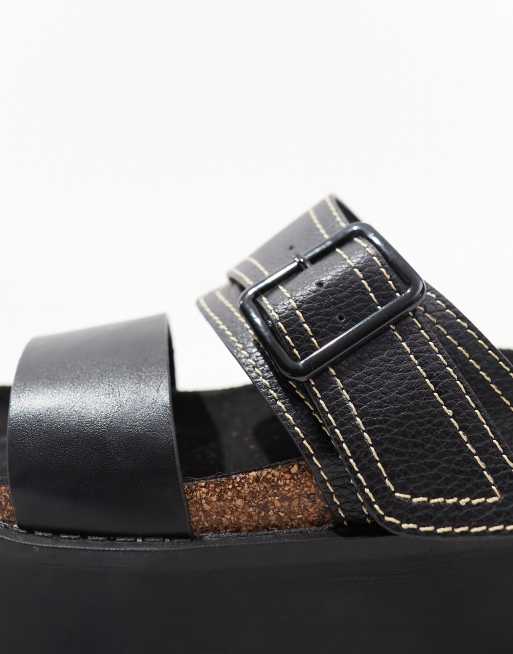 ASOS DESIGN - Fearless - Flade sorte sandaler med sål og dobbeltrem , 3 af 4
