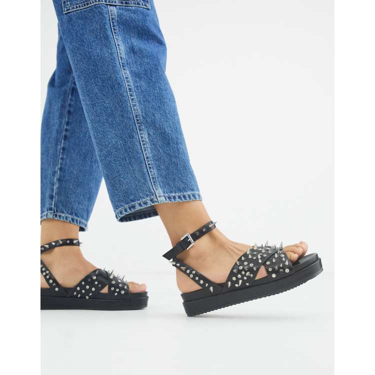 Black spike online sandals