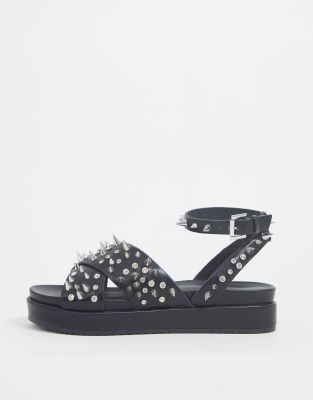 black spike sandals