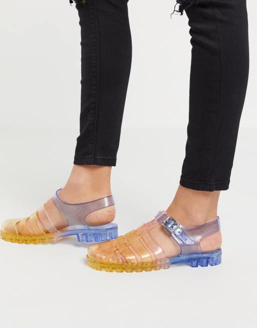 ASOS DESIGN Feature fisherman jelly flat sandals in rainbow