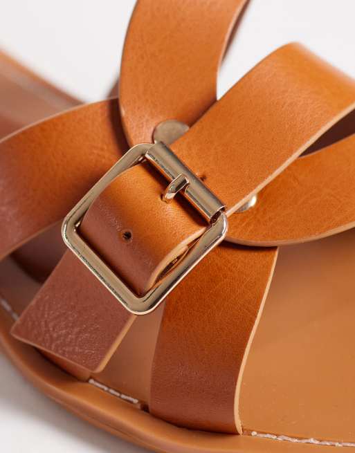 ASOS DESIGN Feature interlocking flat sandal in tan, 2 of 4