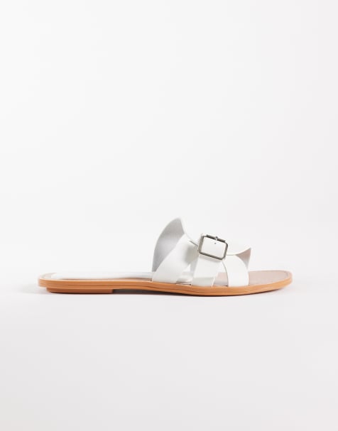 ASOS DESIGN Feature interlocking flat sandal in white - view 1