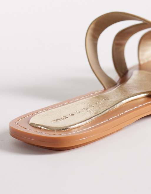 ASOS DESIGN Feature interlocking flat sandals in gold, 4 of 4