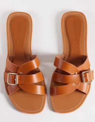Feature - Sandales plates à brides croisées - Fauve-Brown 41