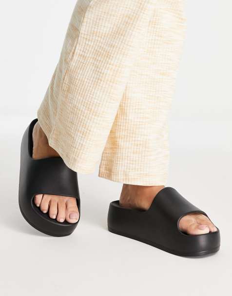 Women's Black Sliders, Flat & Low Heel Sliders