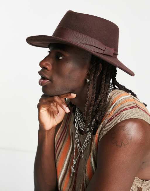 ASOS DESIGN - Fedora ajustable en laine avec bande - Bordeaux