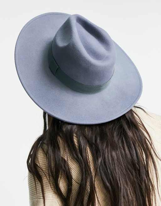 ASOS DESIGN - Fedora en feutre à bord large avec tour de tête ajustable - Bleu