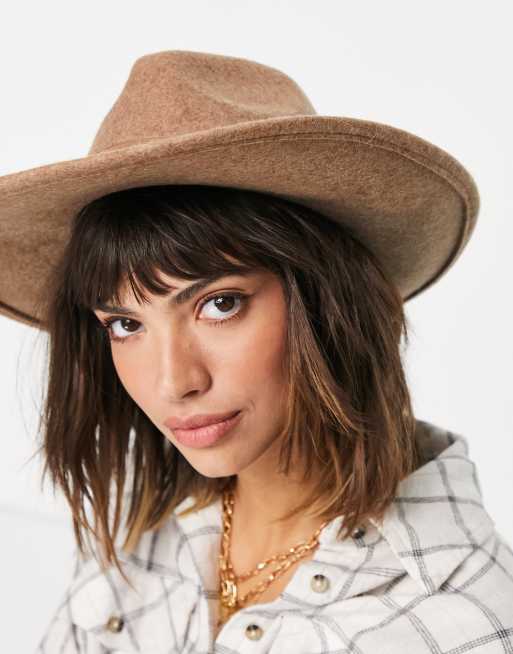 ASOS DESIGN – Fedora-Hut aus Filz in Hellbeige mit breiter Krempe, 2 von 4