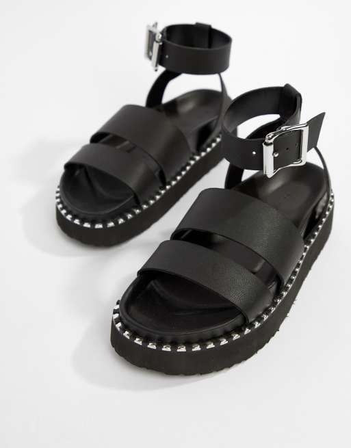 ASOS DESIGN Feebs leather chunky flat sandals | ASOS