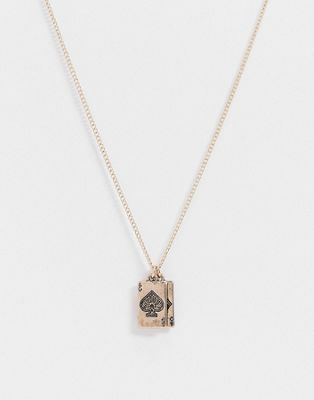 ASOS DESIGN – Feine Halskette in Gold mit Spielkartenanhängern