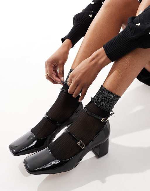 ASOS DESIGN – Feine Knöchelsocken in Schwarz mit Rand in Metallic-Optik