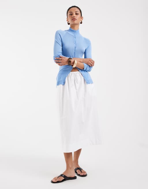 ASOS DESIGN Feinstrick-Cardigan mit transparentem Stehkragen in Aqua, 2 von 4