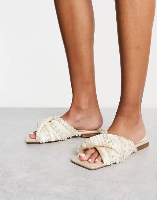 エイソス ASOS DESIGN Felicity bead embellished flat sandal in