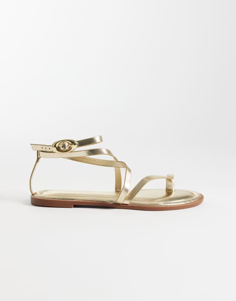 ASOS DESIGN - Felicity - Sandali color oro con fascette sottili - view 1