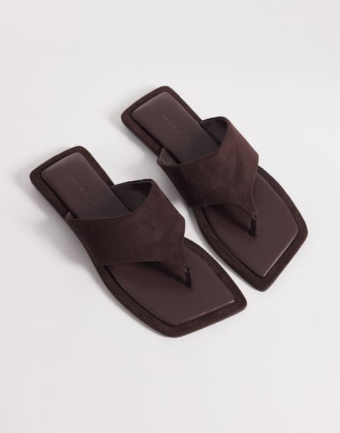 ASOS DESIGN – Feline – Chokladbruna sandaler med fyrkantig, vinklad tå - view 1