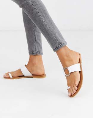 white toe loop sandals