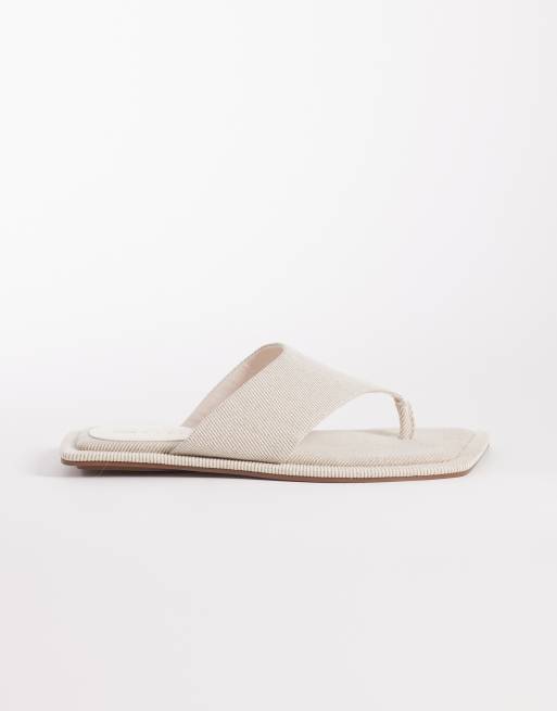 ASOS DESIGN - Feline - Sandales à bout carré effet lin - Naturel, 3 de 4